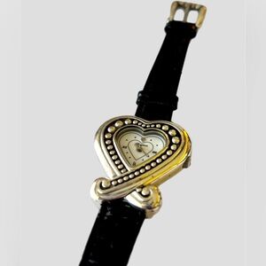 Vintage Brighton heart watch, leather black band.  New Battery